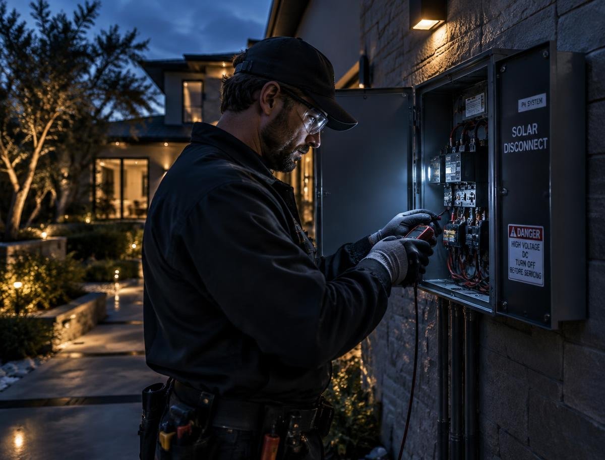 Electrical testing of solar connections at the inverter