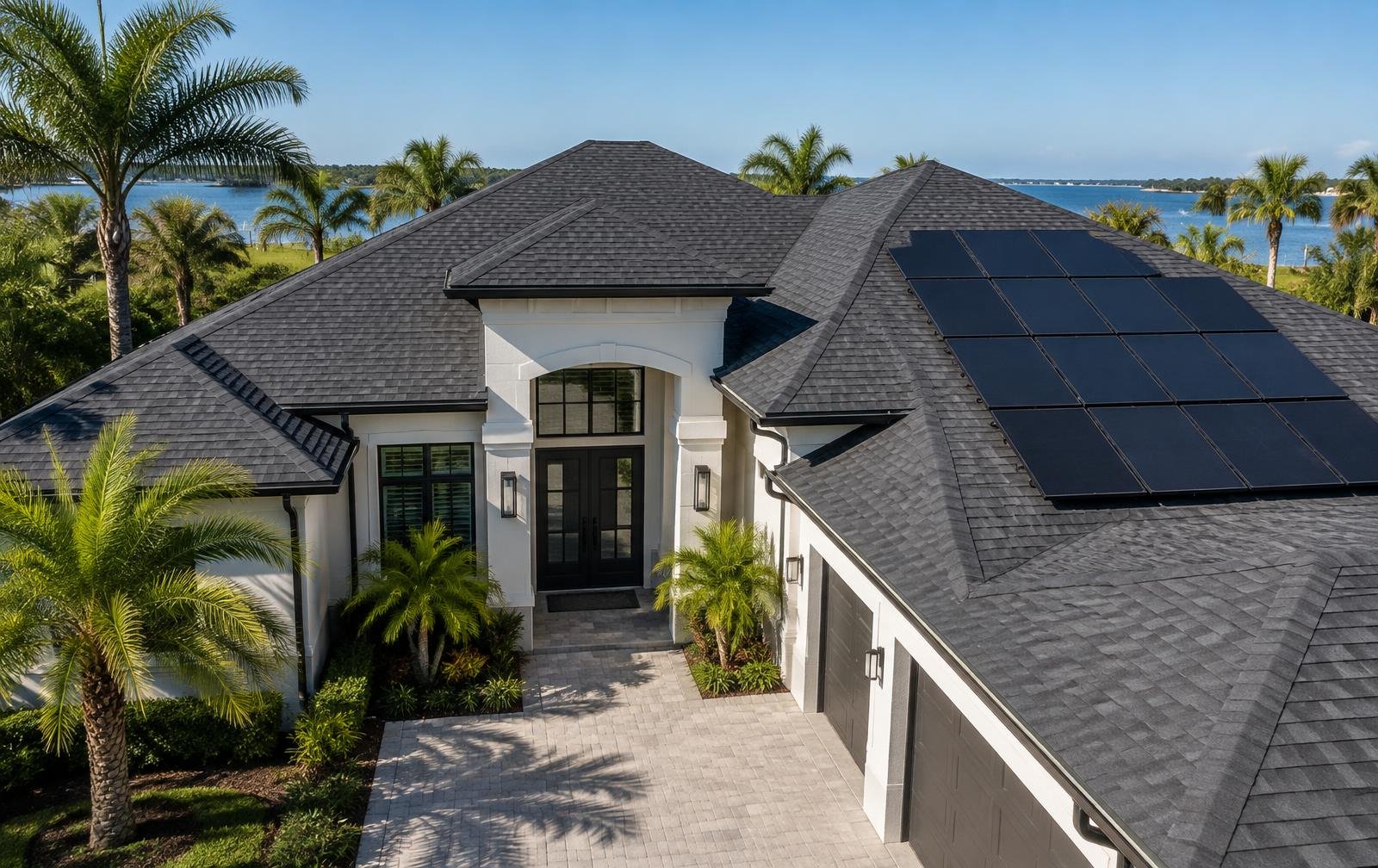 Professionally restored solar array on a finished residential roof